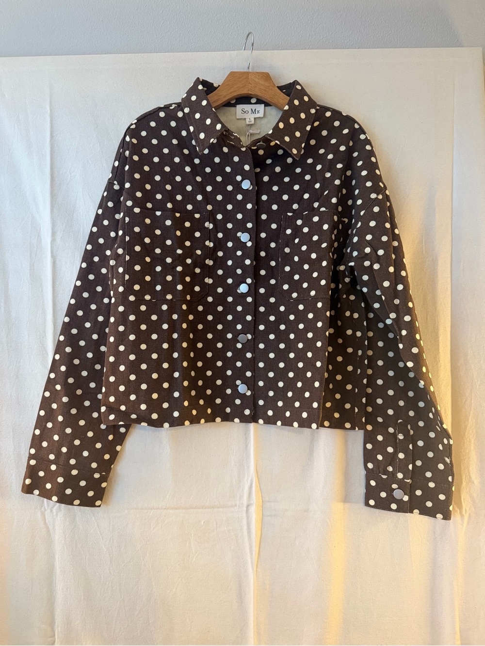 So Me Brown Jacket with Cream Polka Dots